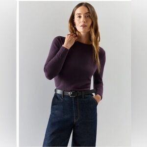 Quince Deep Purple Cashmere Sweater